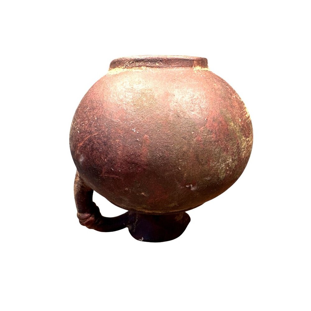 Mexican Terracotta Olla Vessel Rustic Folk Pottery Sculptural Deco Vintage Water - Picture 12 of 12